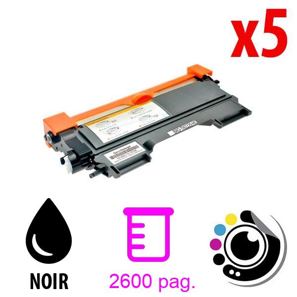 Toner compatible Pack x5 Brother TN2220 / TN2210 / TN450 Noir