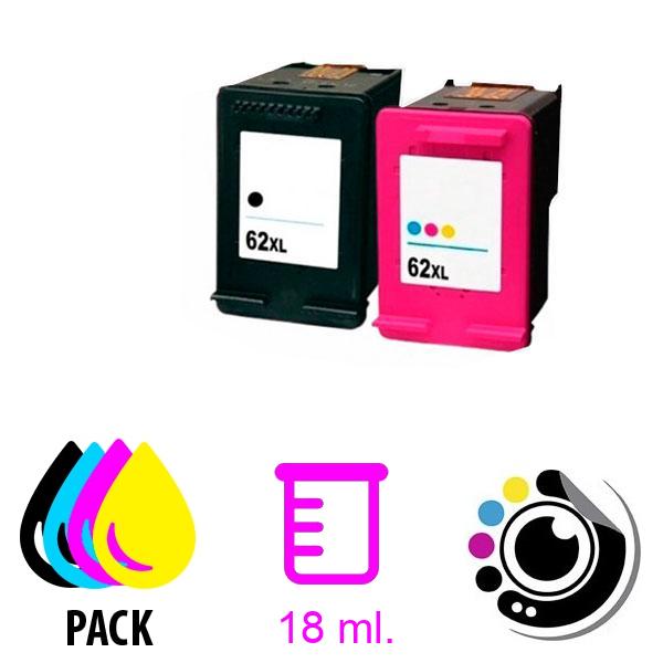Pack de 2 Cartouches Compatibles HP 62XL