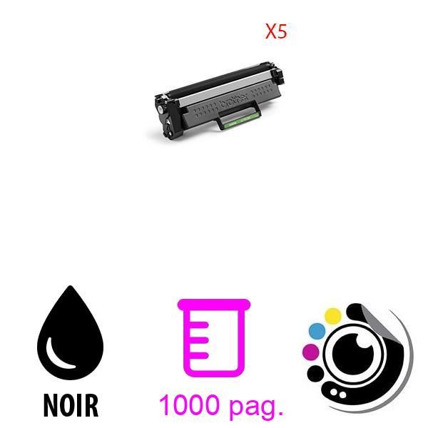 Toner compatible Pack x5 Brother TN1150 Noir