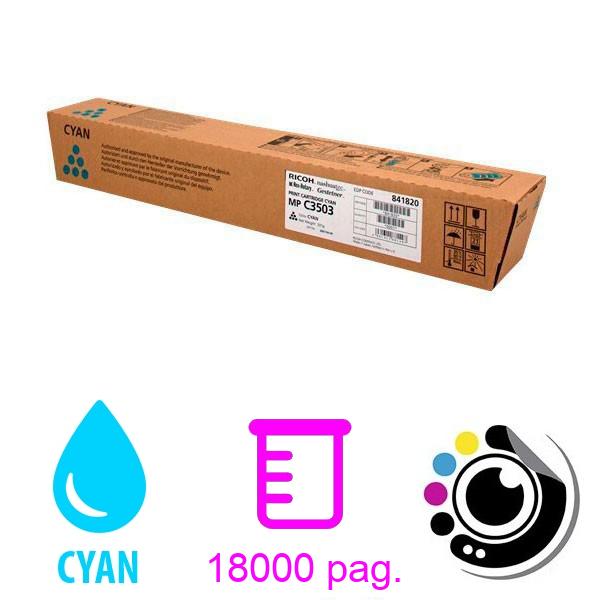 Toner Original Ricoh MP-C3003 / MP-C3503 / MP-C3004 / MP-C3504 / MP-C4504 / MP-C5504 / MP-C6004 - 841820 Cyan