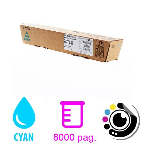 Toner Original Ricoh MP C407 Cyan 842212